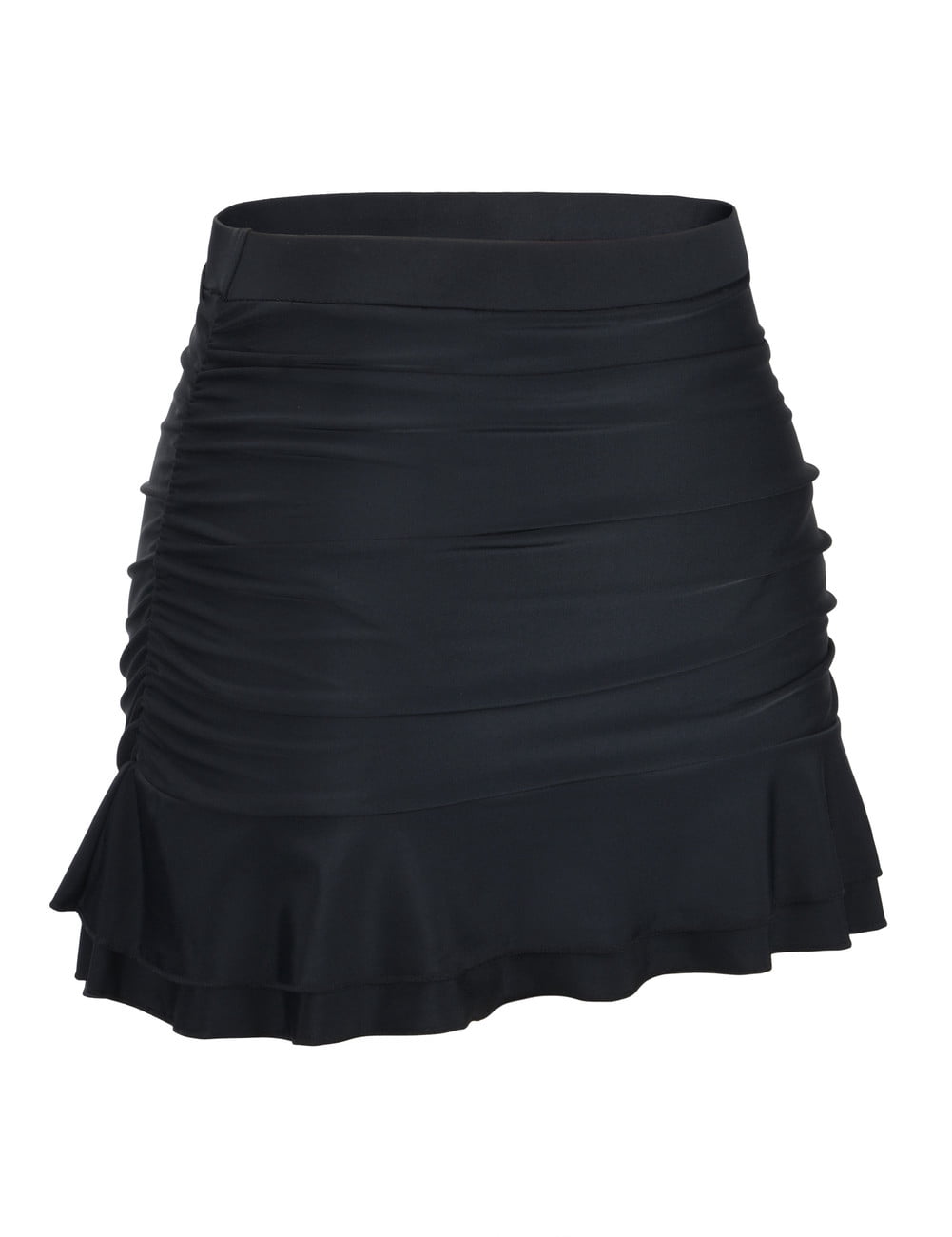 Hilor Women's Skirted Bikini Bottom High Waisted Swim Bottom Shirred Ruffle Swim Skirt