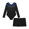 thumbnail image 5 of Rswnyirn Kids Girls Shiny Rhinestone Ballet Dance Outfit Long Sleeve Gymnastics Leotard Unitard with Blue 14, 5 of 7