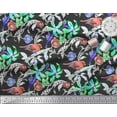 thumbnail image 3 of Soimoi Orange Polyester Crepe Fabric Leaves,Floral & American Robin Bird Decor Fabric Printed BTY 42 Inch Wide, 3 of 3