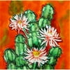 En Vogue B-296 Cactus with Pink Flowers - Decorative Ceramic Art Tile - 8 in. x 8 in.