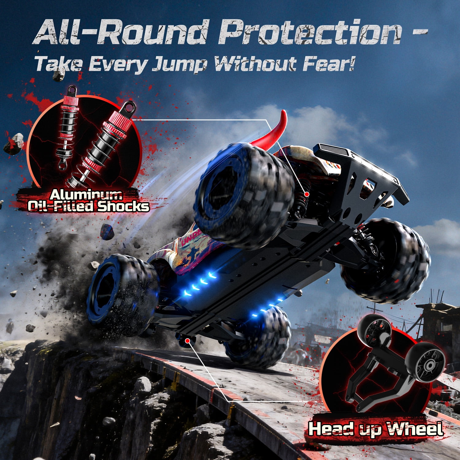 DEERC 9311E All Terrain Fast RC Cars for Adults 40KPH,4WD Electric Off-Road Remote Control Monster Truck,2.4Ghz High Speed Car,Waterproof Monster Truck with 2 Batteries for Boys & Kids