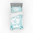 thumbnail image 1 of Ambesonne Saying Bedding Set 3 Pcs, Wavy Lines Nautical Love, Twin, Pale Pink Pale Blue, 1 of 3