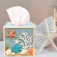 thumbnail image 5 of Seaside Splendor Tissue Box Cover – 3D Resin with Seashells & Starfish – Coastal Beach Décor for Bathroom, Bedroom, or Living Room – Decorative Square Tissue Holder, 5 of 7