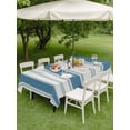 thumbnail image 4 of Outdoor Tablecloths with Umbrella Hole & Zipper, Blue Teal Striped Rectangle Tablecloth 52x70 Inch, Modern Farmhouse Stripe Waterproof Table Cloth, Patio/Pool/Picnic Table Covers, 4 of 8