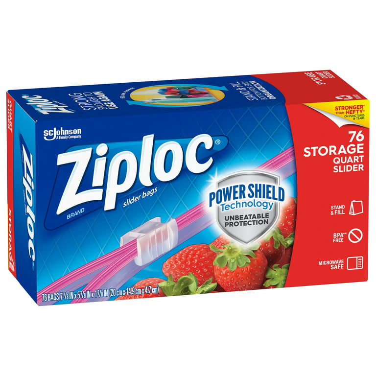 Ziploc Quart Food Storage Freezer Slider Bags, Power Shield Technology for  More