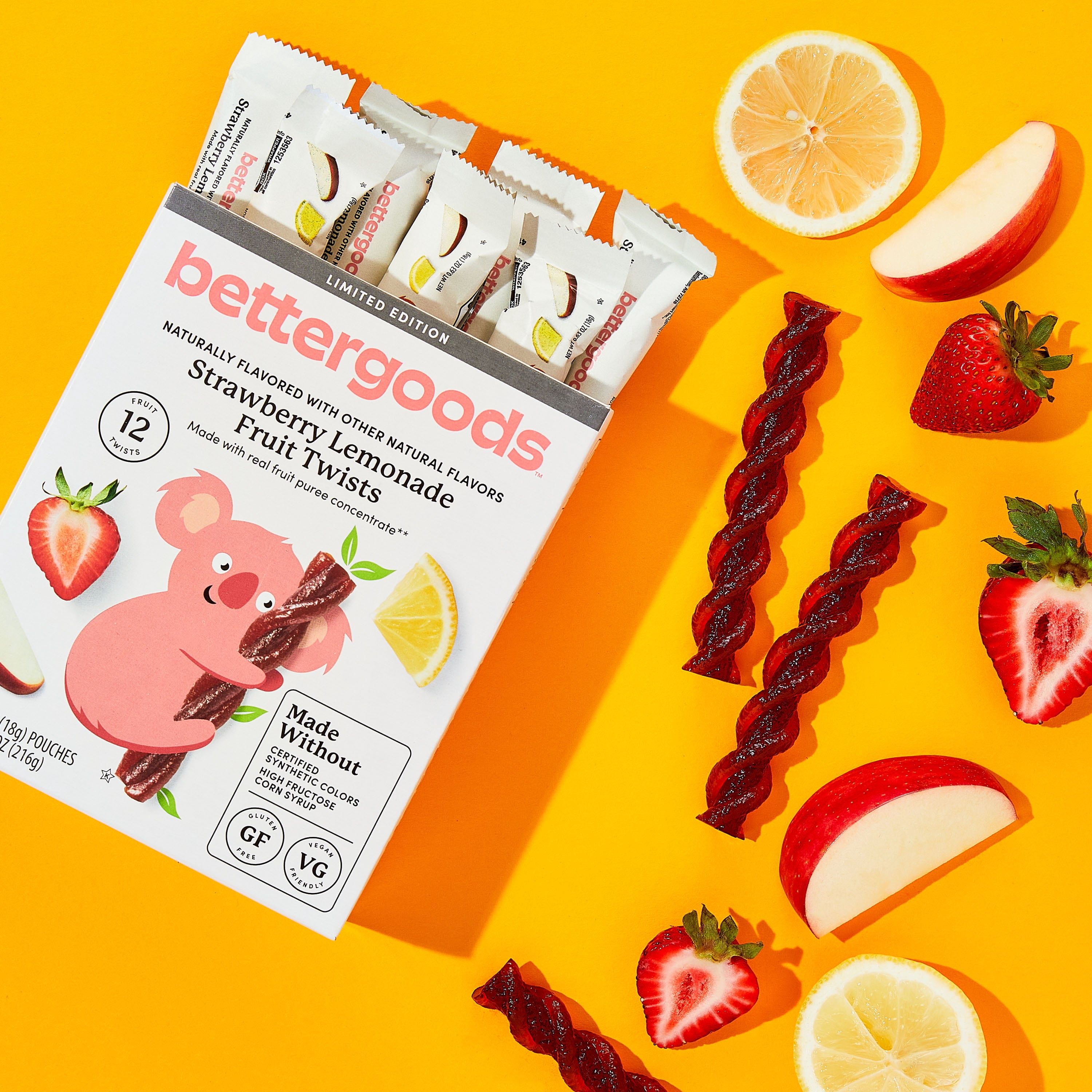 bettergoods Strawberry Lemonade Fruit Twists, 0.63 oz, 12 Count