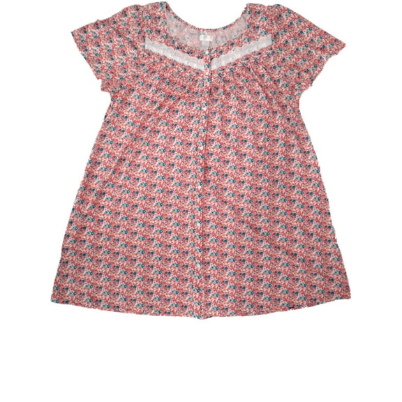 Womens Orange Turquoise Blue White Floral Nightie Duster Flower Night Gown