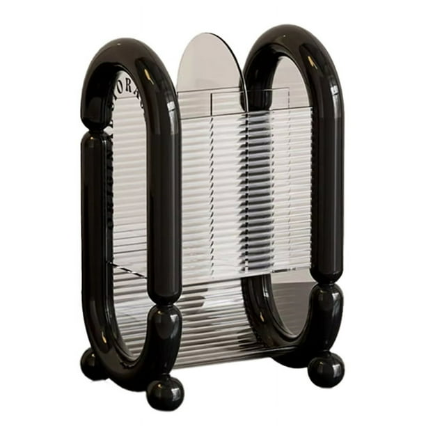 Porta Brochas de Maquillaje de Acrílico, Caja de Almacenamiento Transparente para Lápiz Labial y Cosméticos, Organizador de Mesa para Herramientas de Maquillaje, Color Negro
