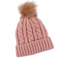 thumbnail image 2 of Holiday Clothing Aueoeo Beanie Knitted Hats Winter Warm Pom Hat Chunky Trendy Cute cuffed Cap Unisex Pink, 2 of 2