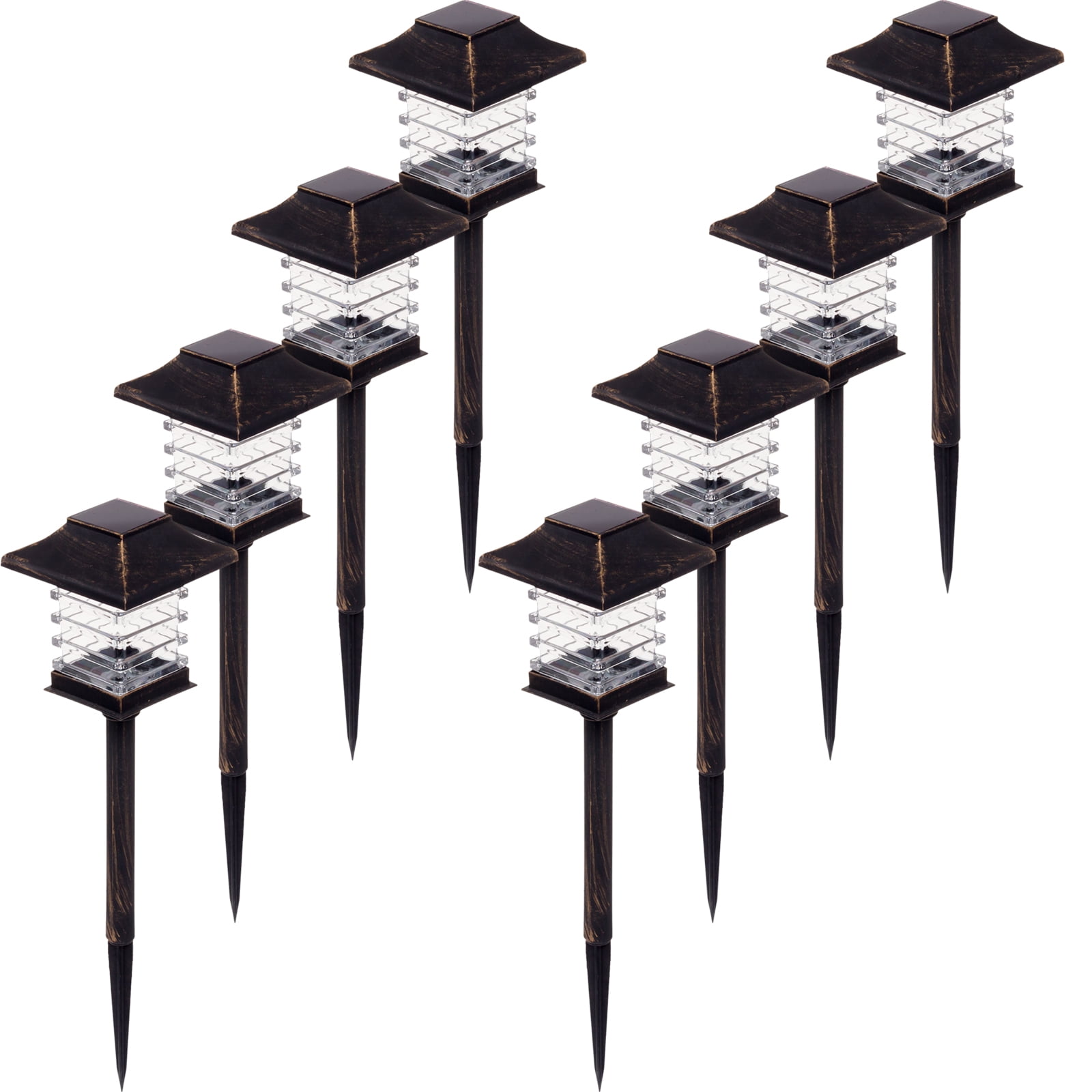 Greenlighting New Black w Brushed Gold-Tone Solar LED Path Way Lights (8 Pack) by GreenLighting