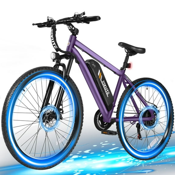 ESKUTE Purple Electric Bike for Adults – 27.5" Mountain E-Bike, 21-Speed,1200W Peak Brushless Motor 19MPH,500W Motor 48V 10.4Ah Removable Battery, Up to 55 Miles Range, Commuter E-MTB,with NFC Unlock