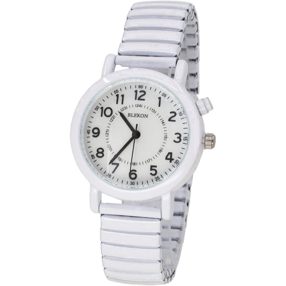Blekon Original Light Up Dial Watch for Ladies 33mm Case Push Button Glossy Expansion Band - Analog Watch with Glow in The Dark Dial, Ideal for Everyday and Party Wear