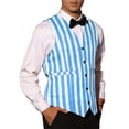 thumbnail image 4 of INSPIRE CHIC Business Vest for Men's Slim Fit V Neck Sleeveless Striped Prints Waistcoat M Blue, 4 of 5
