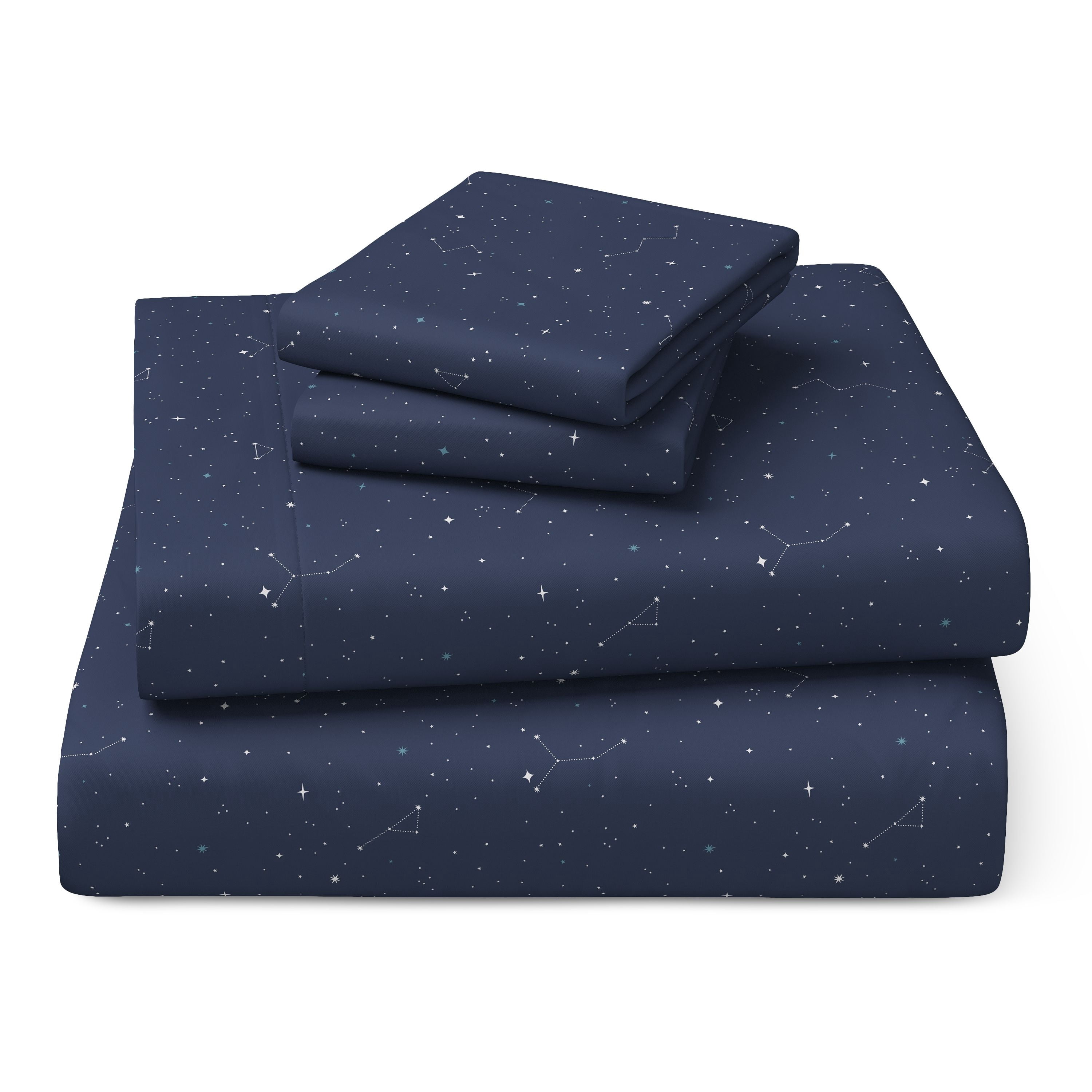 Mainstays Kids Microfiber Bed Sheet Set, Queen, Space, 4 Pieces