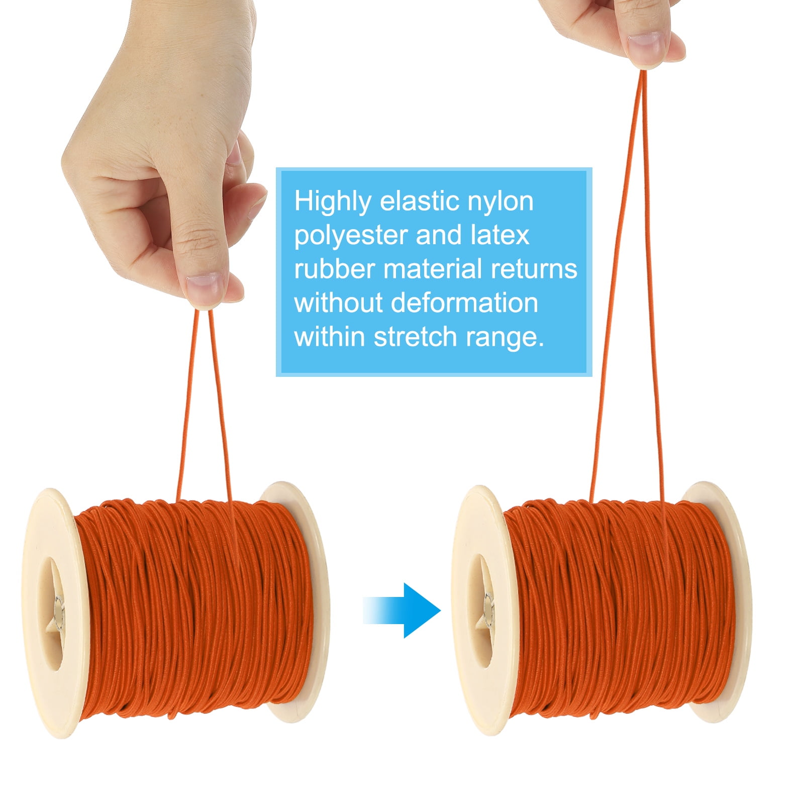 Uxcell Elastic Cord, 2 mm Stretchy Elastic String 77 Yards for Jewelry Making, Necklaces, Beading and Crafts DIY, Orange/Red