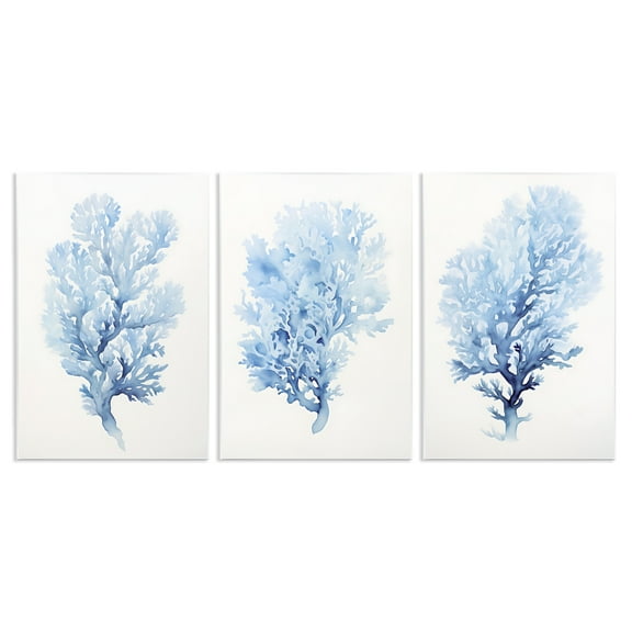 Stupell Industries Indigo Coral Watercolors Nautical & Beach Painting Unframed Art Print Wall Art, 10 x 15, Set of 3