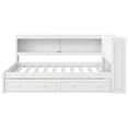 thumbnail image 2 of Full Size Wood Daybed with Storage Shelves, USB, LED, and 2 Drawers, White, 2 of 13