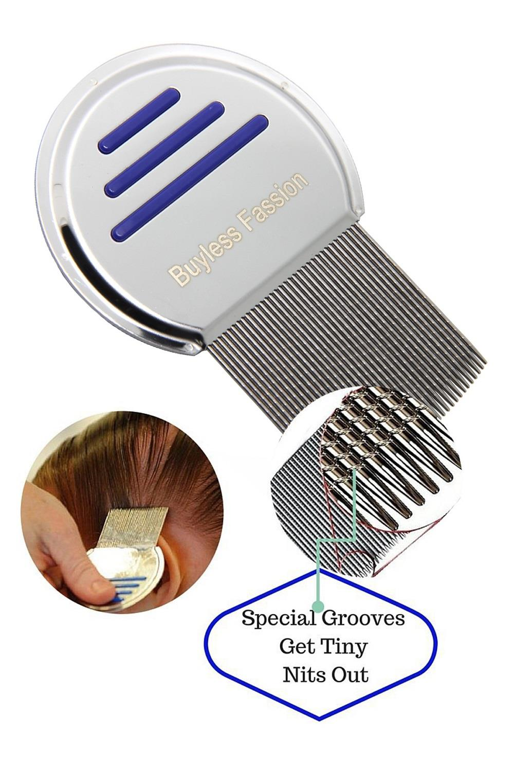 Buyless Fashion Stainless Steel Professional Lice Comb Draw String