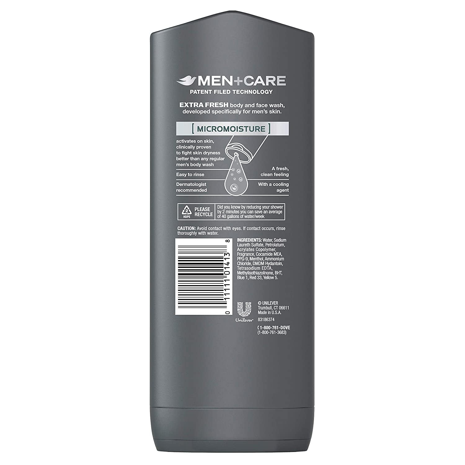 Dove Men+CareBody and Face Wash, Extra Fresh 13.5 oz (Pack of 4)