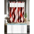 thumbnail image 6 of No Hook Cloth Fabric Shower Curtain with Snap in Liner, Red Striped Ombre Waterproof Shower Curtains Set with See Through Top Window, Modern Red Moire Geometric Bath Curtains Shower 72"x84", 6 of 6