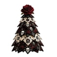 thumbnail image 2 of DIY Halloween Fabric Tree with Red Rose Topper, Tiered Skull & Spider Web Pattern Patchwork Tabletop Decor, Gothic Holiday Centerpiece for Home, Rose Style, 1 Count, 2 of 8