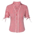 thumbnail image 3 of Frostluinai Lace Tops for Women V Neck Botton Down Shirts Short Sleeve Plaid Tshirts Casual Tie Tunci Shirts Cute Holiday Tee Shirts, 3 of 5
