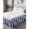 thumbnail image 4 of Navy Blue Wrap Around Bed Skirts for California King Bed 18" Drop,Bed Skirt with Adjustable Elastic Belt Dust Ruffle Bed Valance for Bedroom Modern Moire Abstract Ripple Geometric Bed Frame Cover, 4 of 7