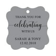 thumbnail image 1 of Darling Souvenir Fancy Frame Custom Paper Tags Thank You For Celebrating With Us Wedding Favor Gift Hang Tags-Gray-50 Tags, 1 of 1
