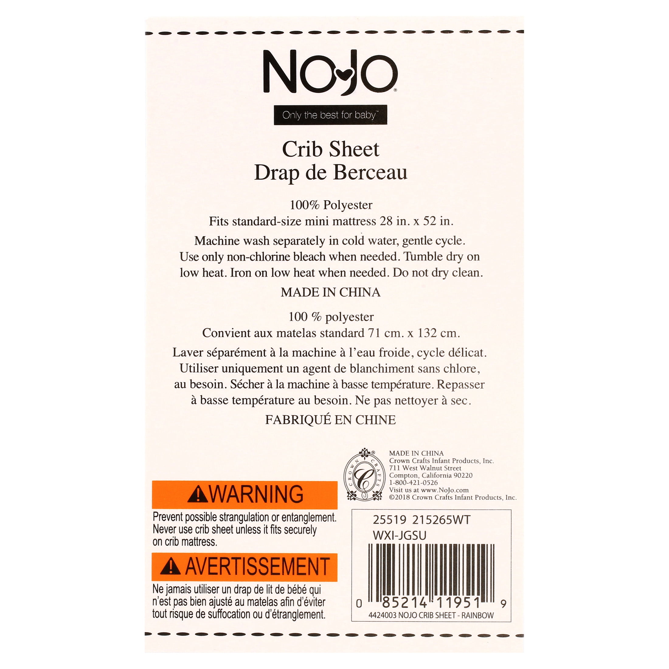Nojo Rainbow Fitted Crib Sheet Walmart Com Walmart Com