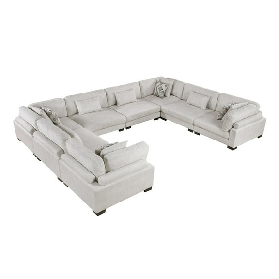 Lexicon Corydon Microfiber 8-Piece Modular Sectional in Beige