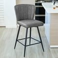 thumbnail image 7 of Kithkasa 25 inch Counter Stools,Full Back Leather,Black Finish,Set of 2,Grey, 7 of 7