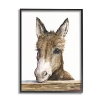 Stupell Industries Baby Donkey Portrait Adorable Farm Animal Black Framed, 24 x 30, Design by George Dyachenko