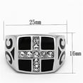thumbnail image 4 of Anillo Color Plata Para Hombres de Acero Inoxidable Cruz con Piedra Onyx, 4 of 4