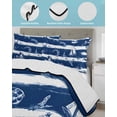 thumbnail image 4 of Quilts Full Size, Navy Blue Coastal Soft Comforter Bedding Set for Bed, White Summer Beach Nautical Ocean Lightweight Quilted Bedspread with Pillow Cover(2 Pieces) for All Season, 78x90 Inch, 4 of 6