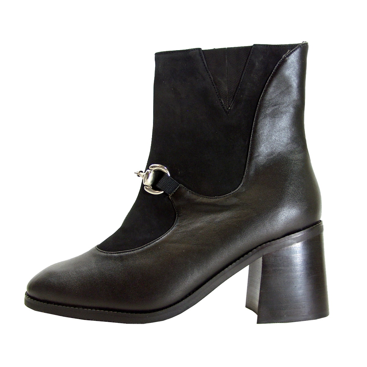 PEERAGE Darla Women's Wide Width Inner Zipper Leather Booties BLACK NUBUCK 9.5