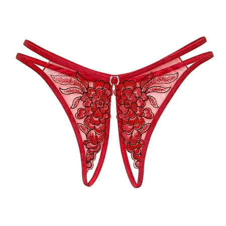 

hoksml Briefs for Women Women s Sexy Open File Embroidery Flowers Briefs on Clearance