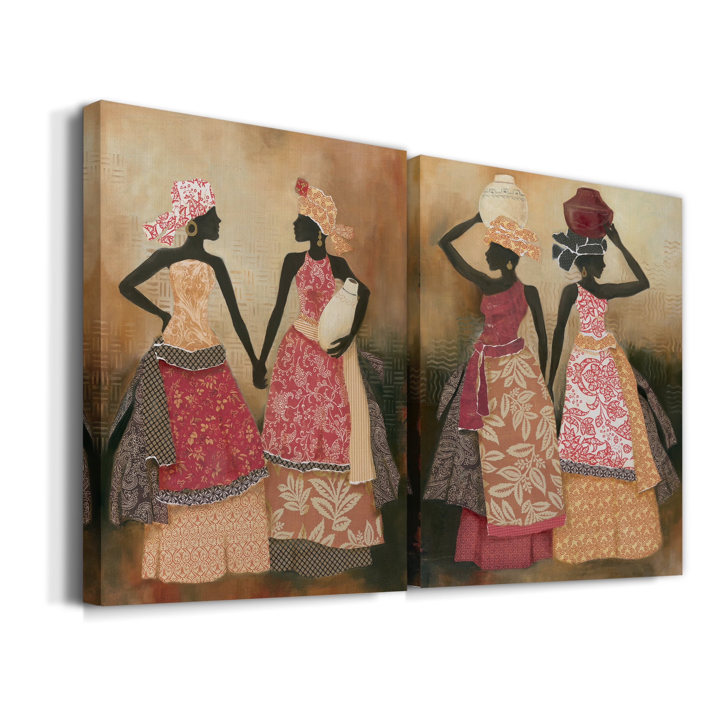Village Women I Premium Gallery Wrapped Canvas - Ready to Hang - Set of 2 - 8 x 12 Each