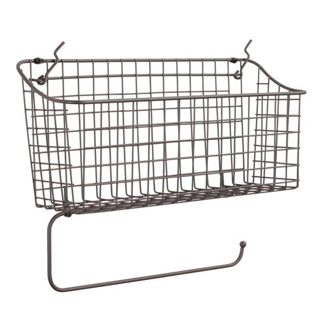 Spectrum Diversified 85376 15.25 in. Industrial Pegboard Basket & Paper Towel Holder, Gray