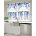 thumbnail image 4 of Eucalyptus Leaves Blue Kitchen Curtains Swag Valance and Tier Curtains Set 24 Inch Length, Watercolor Spring Botanical Rod Pocket Drape Panels Pair Swag Curtains for Bathroom/Cafe/Window, 4 of 6