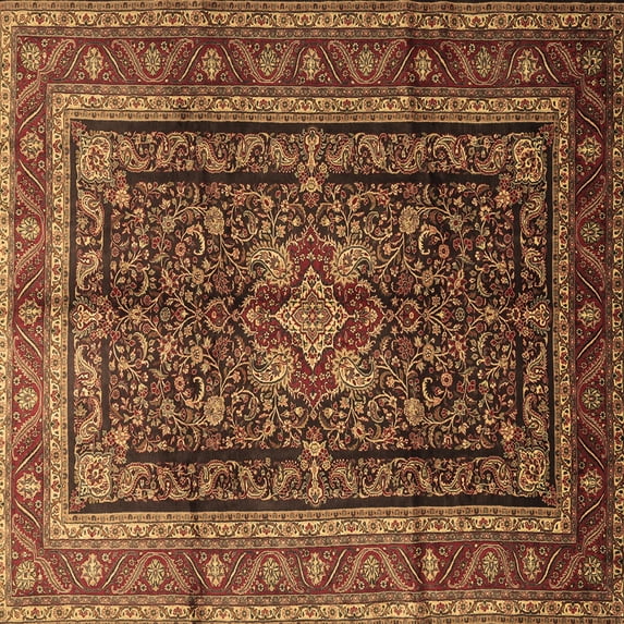 Ahgly Company Indoor Square Persian Brown Traditional Area Rugs, 4' Square