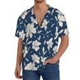 thumbnail image 3 of Wukai Lilies Flowers Men's Casual Short-Sleeve Button Down Shirt - Lightweight Summer Dress Shirt for Daily Wear-3X-Large, 3 of 7