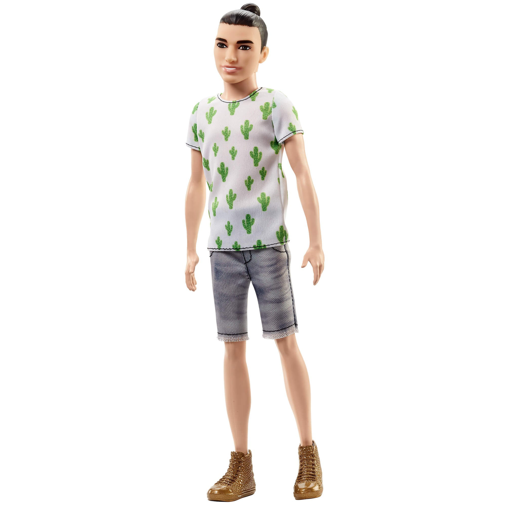 Barbie FJF74 Ken Fashionistas Doll in Cactus-look and manbun for Girls New 