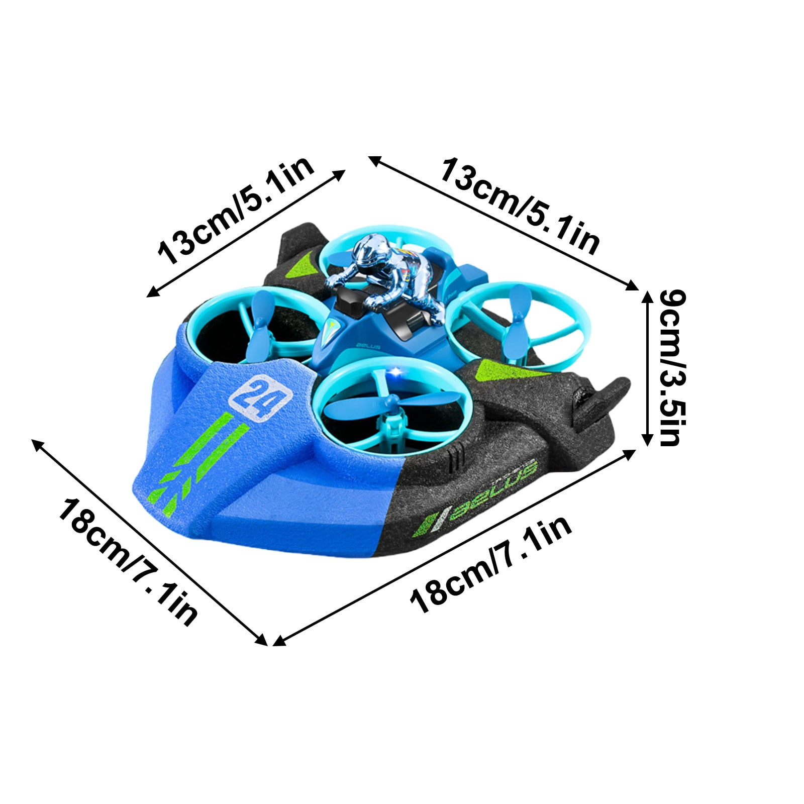 3-in-1 RC Toy Helicopter Boat Car, All-Terrain Waterproof Remote Control Vehicle, 360° Stunts with Modular Battery, Headless Mode & LED Lights, Durable Crash-Proof Hovercraft
