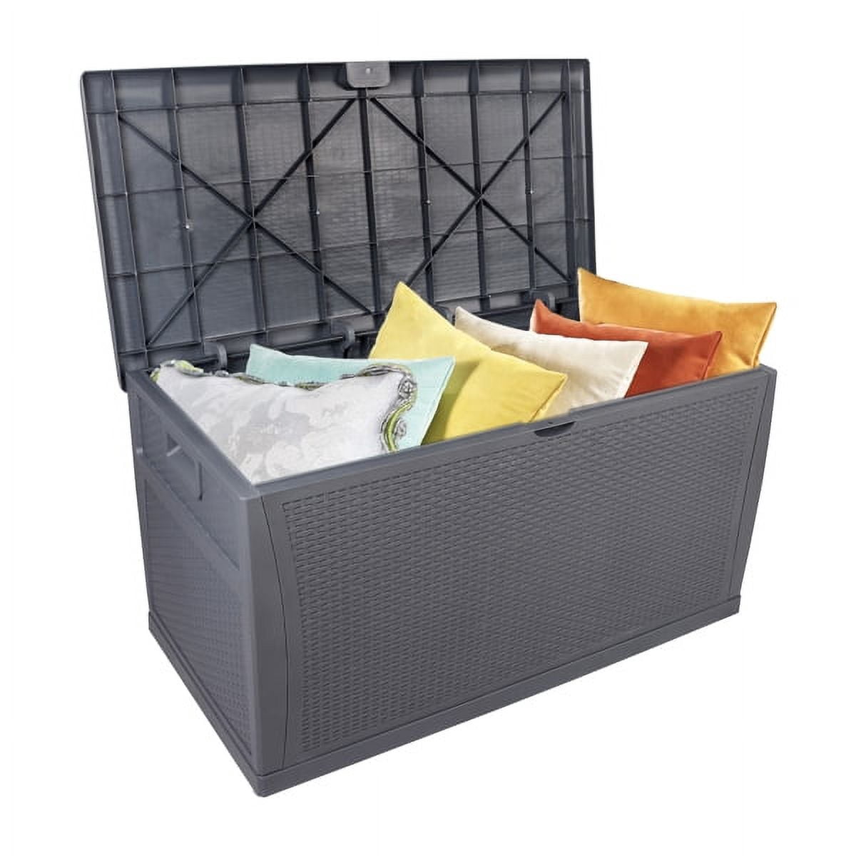460L Outdoor Garden Plastic Storage Deck Box , Lockable, Waterproof, Dual Function Seat,Gray