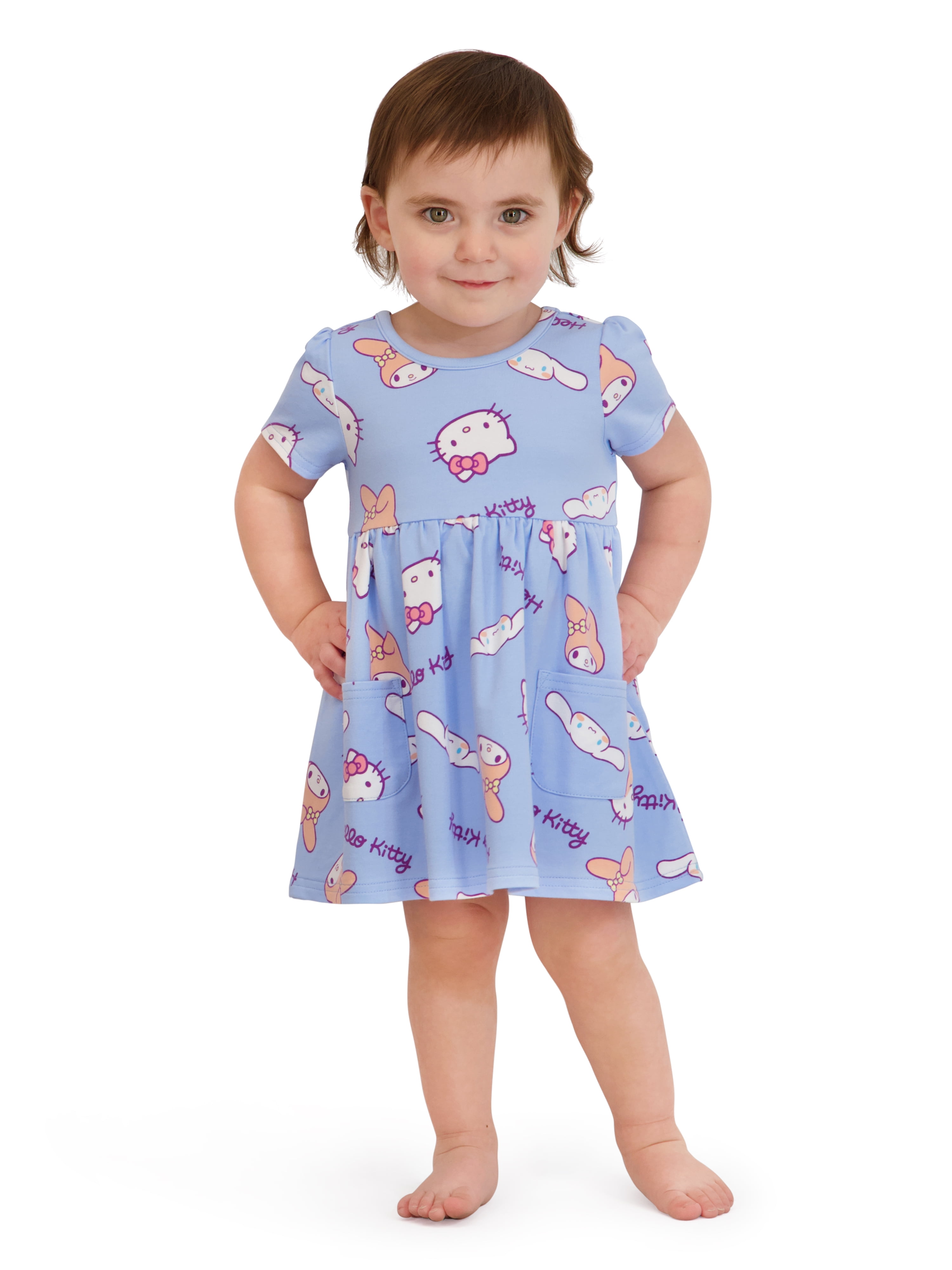 Hello Kitty Baby Girl Viscose French Terry Dress and Panty Set, Sizes 0-24 Months