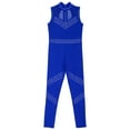 thumbnail image 4 of dPois Girls Rhinestone Gymnastics Leotards Ballerina Dance Costume Mock Neck Key Hole Back Figure Blue 10, 4 of 5