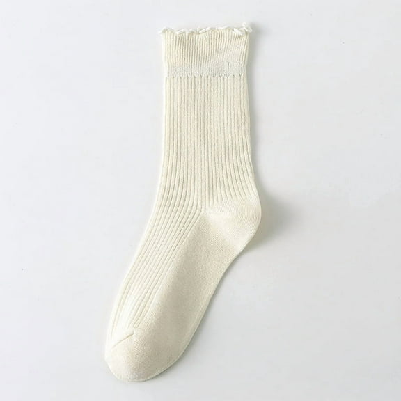 Nvzi Frill Socks - Light Beige socks, One Size (6 Pairs) , Socks, Cotton Socks, Athletic Socks, Casual Socks, Comfortable Frilly Socks for Daily Wear, Sports & Leisure Soft Breathable Socks