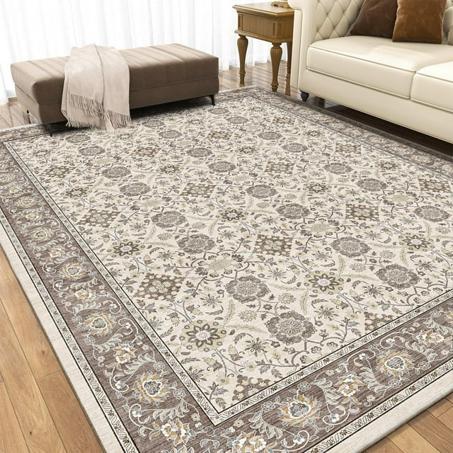 Rugs for Living Room Area Rug Carpet x Vintage Living Room Rugs for Bedrooms Machine Washable Rug for Dining Room Nusery Floral Distressed Grey Rug