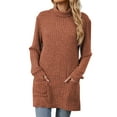 thumbnail image 3 of TEMOFON Sweaters for Women Long Sleeve Knit Tunic Tops Turtleneck Fall Casual Shirts Loose Fit Winter Clothes Pullover with Pocket, 3 of 8