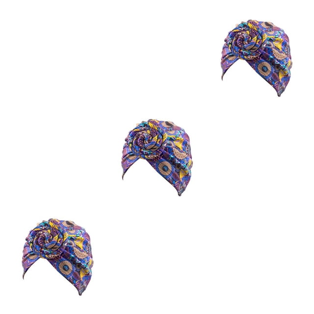 Minnieouse Nudo Turbante Estampado Hijab Beanie Estilo bohemio Gorros plisados Accesorios para el cabello femenino Gorro Banquete de Type1 NO1